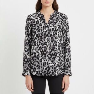 NWOT JOIE Hanelle 100% silk leopard print long sleeve button down blouse small
